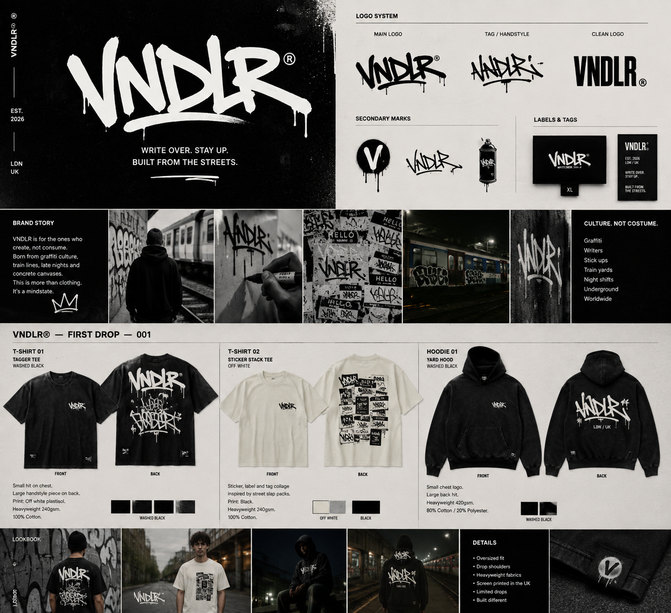 VNDLR brand concept - graffiti culture moodboard